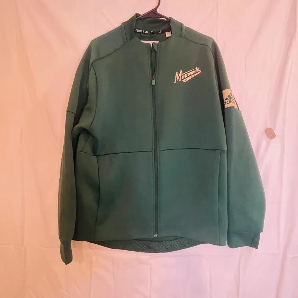 Minnesota Wild Jacket Mens Large Green NHL Hockey Zip Coat Adidas‎ Pockets Logo